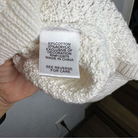 New! Lety & Me Josey Elbow Patch Crew Neck Knit White Women’s Sweaters Sz XL - Picture 9 of 11